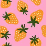 Pre-Order Bold Pop Art Tossed Strawberries Dense Layout Pink Orange