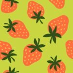 Pre-Order Bold Pop Art Tossed Strawberries Dense Layout Lime Green Red