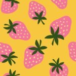 Pre-Order Bold Pop Art Tossed Strawberries Dense Layout Yellow Hot Pink