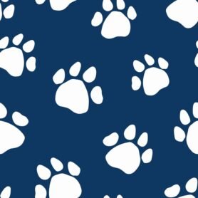 Pre-Order Dog Paw Prints Silhouettes Wild Cat Tracks Navy Blue White