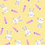 Pre-Order Tossed Bunnies and Carrots in Yellow