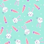 Pre-Order Tossed Bunnies And Carrots in Blue