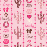 Pre-Order Leather Texture Coquette Romantic Western Cactus Horse Shoe Blush Pink