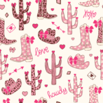 Pre-Order Leather Texture Coquette Romantic Western Cow Girl Boots Hat Hot Pink Ivory