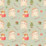 Pre-Order Cute Christmas Bunnies on Olive Linen