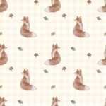 Pre-Order Watercolour Autumn Woodland Fox Yellow Gingham