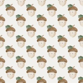 Pre-Order Reuploaded With Correct Pattern Watercolour Autumn Acorns Off White