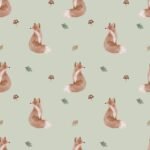 Pre-Order Watercolour Autumn Woodland Fox Green