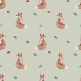 Pre-Order Watercolour Autumn Woodland Fox Green