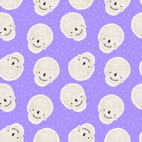 Pre-Order Cute Watercolor Skulls Halloween Purple
