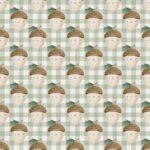 Pre-Order Watercolour Autumn Acorns Green Gingham