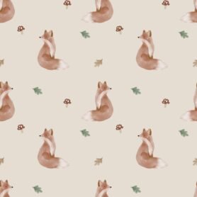 Pre-Order Watercolour Autumn Woodland Fox Beige