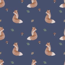 Pre-Order Watercolour Autumn Woodland Fox Navy Blue