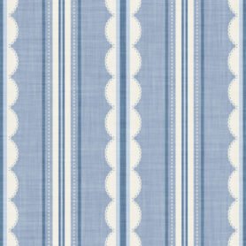 Pre-Order Coastal Cottage Vertical Stripes With Scallop Edges Blue