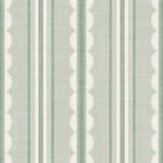 Pre-Order Coastal Cottage Vertical Stripes With Scallop Edges Sage Green