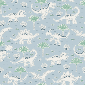 Pre-Order Hand Drawn Cute Dinosaurs Kawaii Kids Nursery Decor In Blue And Green