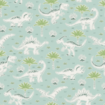 Pre-Order Hand Drawn Cute Dinosaurs Kawaii Kids Nursery Decor In Seafoam Green