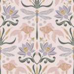 Pre-Order Art Nouveau Dragonfly Goldfish Lotus Flower Pink and Blue