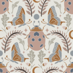 Pre-Order Vintage Earthy Beetles and Butterflies Botanical Nursery Art