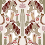 Pre-Order Boho Western Cowgirl Horse and Cactus Desert Floral