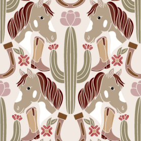 Pre-Order Boho Western Cowgirl Horse and Cactus Desert Floral