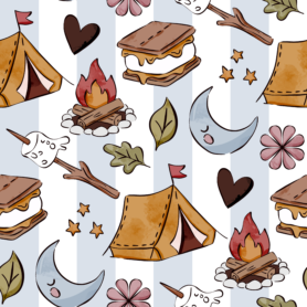 Pre-Order Cozy Smores Campfire Nursery Moon Stars Watercolor Hand Drawn