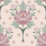Pre-Order Moody Pink Peony and light Polka Dot Art Deco Vintage