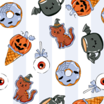 Pre-Order Spooky Witch Cat Pumpkin Ice Cream Bat Donut Eyeball Blue