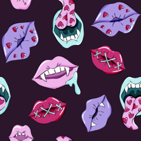Pre-Order Edgy Gothic Vampire Mouths with Fangs and Stitched Hearts