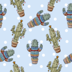 Pre-Order Christmas Cactus Holiday Ugly Sweater Starry Lights Blue