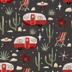Pre-Order Vintage Red Camper Atomic Starburst Mid Century Modern RV