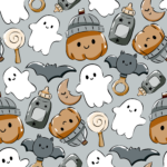 Pre-Order Baby First Halloween Ghost Pumpkin Beanie Orange Grey Nursery