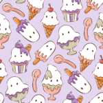 Pre-Order Cute Halloween Ghost Ice Cream Pastel Purple Spooky Treat