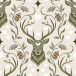 Pre-Order Mystical Woodland Deer Moon Watercolor Botanical Sage Green