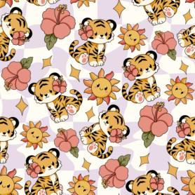 Pre-Order Tropical Tiger Cub Hibiscus Flower Summer Sun Cute Animals
