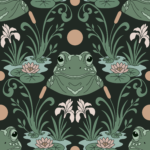 Pre-Order Art Nouveau Frog and Lily Pond Botanical