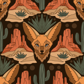 Pre-Order Boho Fennec Fox Desert Canyon Cactus Terracotta Southwest