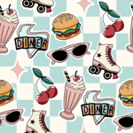 Pre-Order Retro 1950s Diner Roller Skate Milkshake Burger Cherry