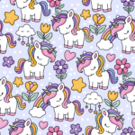 Pre-Order Cute Unicorn Rainbow Stars Flowers Pastel Lilac Nursery Girls