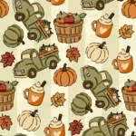 Pre-Order Cozy Autumn Vintage Truck Pumpkin Spice Latte Apple Basket