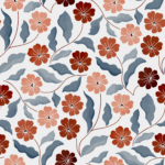 Pre-Order Watercolor Terracotta Flowers Muted Blue Foliage Autumn Boho