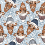 Pre-Order Cute Highland Cow Winter Snowflake Christmas Animal
