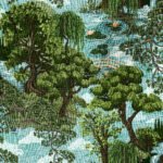 Pre-Order Garden Tapestry Verdant Woodland Trees and Waterfall Scenic Landscape Vibrant