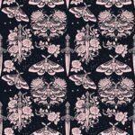 Pre-Order Tattoo style Dagger and Roses Moth Illustration