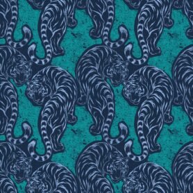 Pre-Order Graceful Chinese Tiger Teal Blue