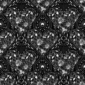 Pre-Order Black White Floral Hearts Dotted Geometry