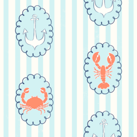 Pre-Order Nautical Stripe Blue And Coral