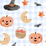 Pre-Order Witches Cottage Cottagecore Halloween Pattern Blue Gingham