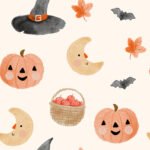 Pre-Order Witches Cottage Cottagecore Halloween Pattern Cream