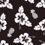 Pre-Order Hibiscus Flowers and Pineapple Tropical Hawaiian Black and White